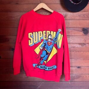 Vintage 1980s Superman Screen printed Red Sweatshirt